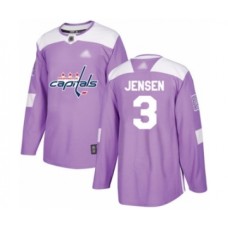 Men Washington Capitals #3 Nick Jensen Authentic Purple Fights Cancer Practice Hockey Stitched Jersey