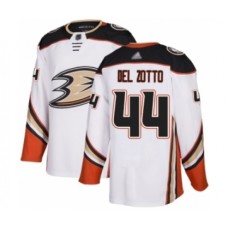 Men Anaheim Ducks #44 Michael Del Zotto Authentic White Away Hockey Stitched Jersey