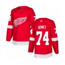 Men Detroit Red Wings #74 Madison Bowey Authentic Red Home Hockey Stitched Jersey