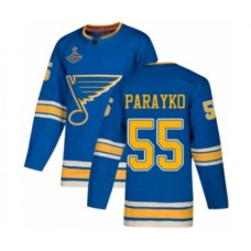 Men St. Louis Blues #55 Colton Parayko Authentic Navy Blue Alternate 2019 Stanley Cup Champions Hockey Jersey