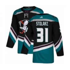 Men Anaheim Ducks #31 Anthony Stolarz Authentic Black Teal Alternate Hockey Stitched Jersey