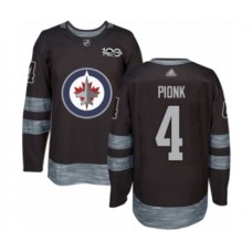 Men Winnipeg Jets #4 Neal Pionk Authentic Black 1917-2017 100th Anniversary Hockey Stitched Jersey