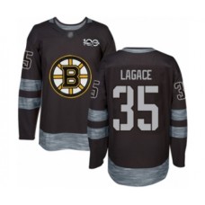 Men Boston Bruins #35 Maxime Lagace Authentic Black 1917-2017 100th Anniversary Hockey Stitched Jersey