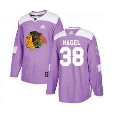 Men Chicago Blackhawks #38 Brandon Hagel Adidas Authentic Fights Cancer Practice Purple Stitched Jersey