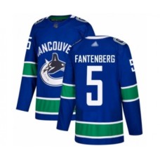 Men Vancouver Canucks #5 Oscar Fantenberg Authentic Blue Home Hockey Stitched Jersey