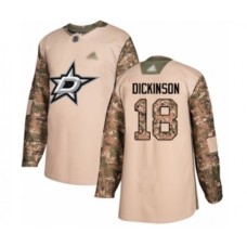 Men Dallas Stars #18 Jason Dickinson Authentic Camo Veterans Day Practice Hockey Stitched Jersey