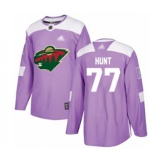 Men Minnesota Wild #77 Brad Hunt Authentic Purple Fights Cancer Practice Hockey Stitched Jersey