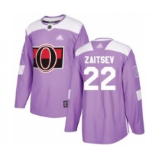 Men Ottawa Senators #22 Nikita Zaitsev Authentic Purple Fights Cancer Practice Hockey Stitched Jersey