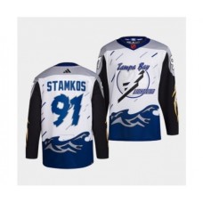 Men Tampa Bay Lightning #91 Steven Stamkos White 2022 Reverse Retro Stitched Jersey