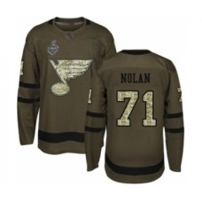 Men St. Louis Blues #71 Jordan Nolan Authentic Green Salute to Service 2019 Stanley Cup Final Bound Hockey Jersey