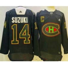 Men Montreal Canadiens #14 Nick Suzuki Black History Night Authentic Stitched Jersey