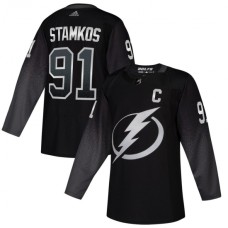 Men Tampa Bay Lightning #91 Steven Stamkos adidas Alternate Authentic Player Jersey Black