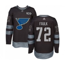 Men St. Louis Blues #72 Justin Faulk Authentic Black 1917-2017 100th Anniversary Hockey Stitched Jersey