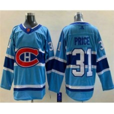 Men Montreal Canadiens #31 Carey Price Blue 2022 Reverse Retro Stitched Jersey