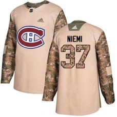 Men Adidas Montreal Canadiens #37 Antti Niemi Authentic Camo Veterans Day Practice NHL Jersey