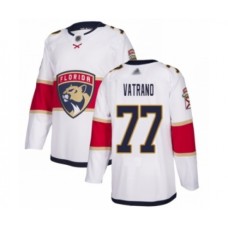 Men Florida Panthers #77 Frank Vatrano Authentic White Away Hockey Stitched Jersey