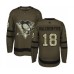 Men Pittsburgh Penguins #18 Alex Galchenyuk Authentic Green Salute to Service Hockey Stitched Jersey