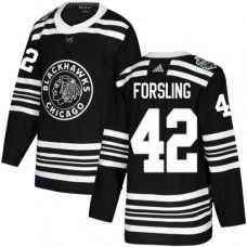 Men Adidas Chicago Blackhawks #42 Gustav Forsling Authentic Black 2019 Winter Classic NHL Jersey