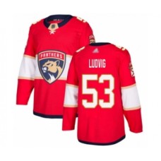 Men Florida Panthers #53 John Ludvig Authentic Red Home Hockey Stitched Jersey