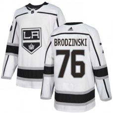 Men Adidas Los Angeles Kings #76 Jonny Brodzinski Authentic White Away NHL Jersey