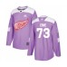 Men Detroit Red Wings #73 Adam Erne Authentic Purple Fights Cancer Practice Hockey Stitched Jersey