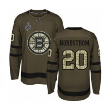 Men Boston Bruins #20 Joakim Nordstrom Authentic Green Salute to Service 2019 Stanley Cup Final Bound Hockey Jersey