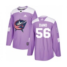 Men Columbus Blue Jackets #56 Marko Dano Authentic Purple Fights Cancer Practice Hockey Stitched Jersey