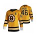 Men Boston Bruins #46 David Krejci Yellow 2020-21 Reverse Retro Alternate Hockey Stitched Jersey