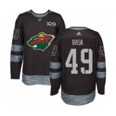 Men Minnesota Wild #49 Victor Rask Authentic Black 1917-2017 100th Anniversary Hockey Stitched Jersey