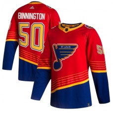 Men St. Louis Blues #50 Jordan Binnington adidas Red 2020-21 Reverse Retro Authentic Player Stitched Jersey