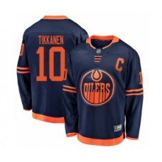 Men Edmonton Oilers #10 Esa Tikkanen Authentic Navy Blue Alternate Fanatics Branded Breakaway Hockey Stitched Jersey