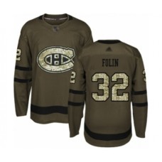 Men Montreal Canadiens #32 Christian Folin Authentic Green Salute to Service Hockey Stitched Jersey