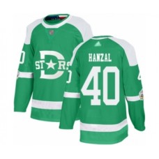 Men Dallas Stars #40 Martin Hanzal Authentic Green 2020 Winter Classic Hockey Stitched Jersey