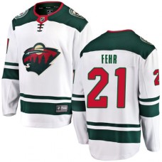 Men Minnesota Wild #21 Eric Fehr Authentic White Away Fanatics Branded Breakaway NHL Jersey