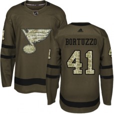 Men Adidas St. Louis Blues #41 Robert Bortuzzo Authentic Green Salute to Service NHL Jersey