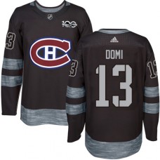 Men Adidas Montreal Canadiens #13 Max Domi Authentic Black 1917-2017 100th Anniversary NHL Jersey