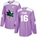 Men Adidas San Jose Sharks #16 Eric Fehr Authentic Purple Fights Cancer Practice NHL Jersey