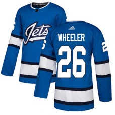 Men Adidas Winnipeg Jets #26 Blake Wheeler Authentic Blue Alternate NHL Jersey