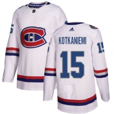 Men Adidas Montreal Canadiens #15 Jesperi Kotkaniemi Authentic White 2017 100 Classic NHL Jersey