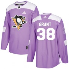 Men Adidas Pittsburgh Penguins #38 Derek Grant Authentic Purple Fights Cancer Practice NHL Jersey