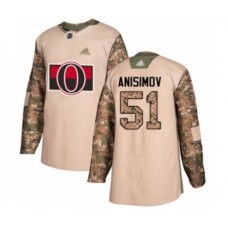 Men Ottawa Senators #51 Artem Anisimov Authentic Camo Veterans Day Practice Hockey Stitched Jersey