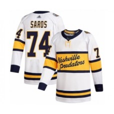 Men Nashville Predators #74 Juuse Saros Authentic White 2020 Winter Classic Hockey Stitched Jersey