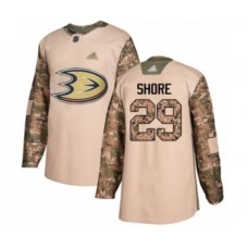 Men Anaheim Ducks #29 Devin Shore Authentic Camo Veterans Day Practice Hockey Stitched Jersey