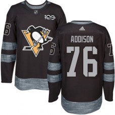 Men Adidas Pittsburgh Penguins #76 Calen Addison Authentic Black 1917-2017 100th Anniversary NHL Jersey