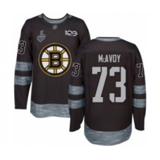 Men Boston Bruins #73 Charlie McAvoy Authentic Black 1917-2017 100th Anniversary 2019 Stanley Cup Final Bound Hockey Jersey