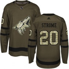 Men Adidas Arizona Coyotes #20 Dylan Strome Authentic Green Salute to Service NHL Jersey