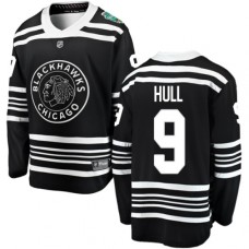 Men Chicago Blackhawks #9 Bobby Hull Black 2019 Winter Classic Fanatics Branded Breakaway NHL Jersey