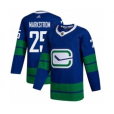 Men Vancouver Canucks #25 Jacob Markstrom Authentic Royal Blue Alternate Hockey Stitched Jersey