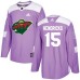 Men Adidas Minnesota Wild #15 Matt Hendricks Authentic Purple Fights Cancer Practice NHL Jersey