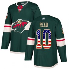 Men Adidas Minnesota Wild #10 Matt Read Authentic Green USA Flag Fashion NHL Jersey